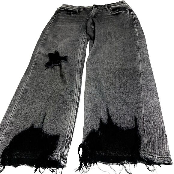 Dear John Jeans Jodi High Rise Cropped Distressed Black Frayed Pants Women’s 27 - Picture 2 of 11
